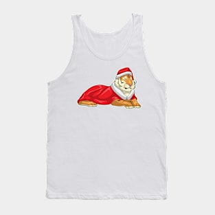 Tiger Christmas Santa hat Tank Top